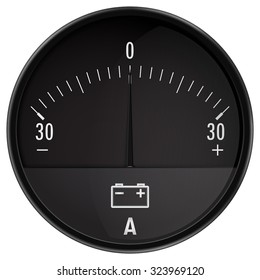 Ampermeter. Car Ammeter. Auto accumulator charging. Vector isolated on white background.