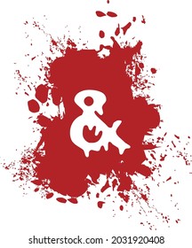 Ampersand - Alphabet with splash and spray effect and red background.