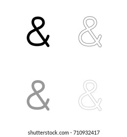 Ampersand black and grey set icon .