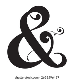 Ampersand calligraphy icon silhouette vector flat illustration design