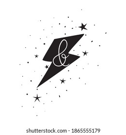 ampersand catchword in a thunder over white background vector illustration design