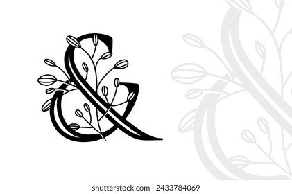 Ampersand Kollektion mit Blüten und Blättern. Erhöhen Sie Ihre Designs mit Vintage-Styling. Vektorgrafik