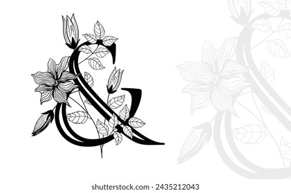 Ampersand collection with flower and leaves. Elevate Your Designs with Vintage Styling. Vector illustration