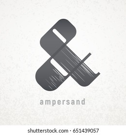 Ampersand. Elegant vector symbol on grunge background. Eps8. RGB. Global colors