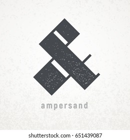 Ampersand. Elegant vector symbol on grunge background. Eps8. RGB. Global colors