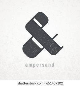 Ampersand. Elegant vector symbol on grunge background. Eps8. RGB. Global colors