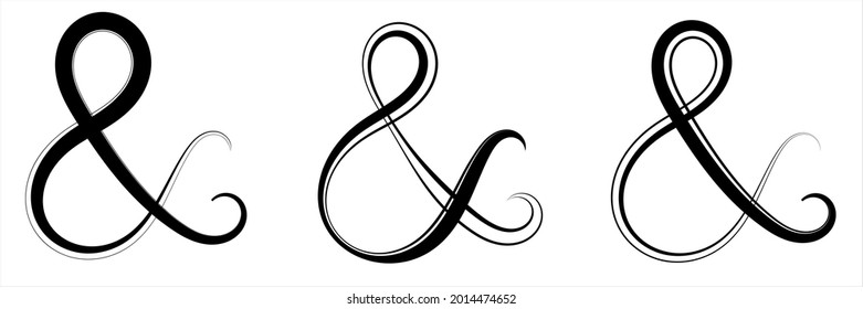 Ampersand Icon Calligraphic, Alphabet Ampersand Symbol Vector Art Illustration