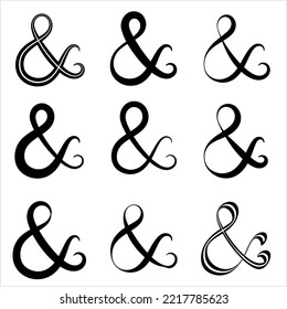 Ampersand Icon Calligraphic, , Alphabet Ampersand Symbol, And, Alphabet, Character, Letter Vector Art Illustration