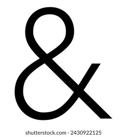 Ampersand icon or logo. Decorative ampersand for letters and invitations. Vector illustration isolated on white background.