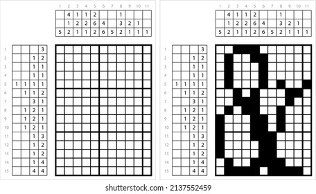 Ampersand Icon Nonogram Pixel Art, , Alphabet Ampersand Symbol, And, Alphabet, Character, Letter Vector Art Illustration, Logic Puzzle Game Griddlers, Pic-A-Pix, Picture Paint By Numbers, Picross
