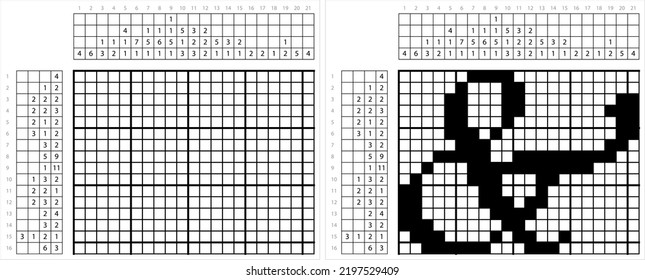 Ampersand Icon Nonogram Pixel Art Alphabet Stock Vector (Royalty Free ...