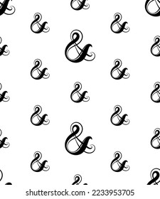 Ampersand Icon Seamless Pattern, Alphabet Ampersand Symbol Icon Vector Art Illustration