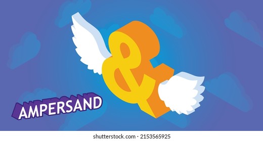 Ampersand isometric design icon. Vector web illustration. 3d colorful concept