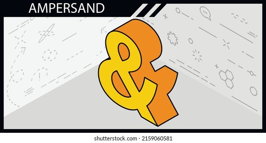 Ampersand isometric design icon. Vector web illustration. 3d colorful concept