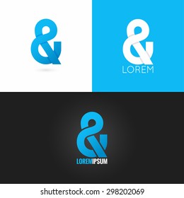 Ampersand Logo Design Icon Set Background, Blue, Cyan, Black