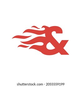 ampersand mark sign fire flame hot logo vector icon illustration