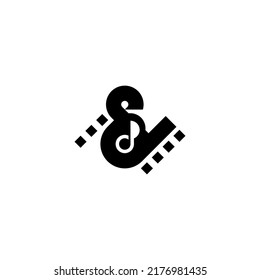 ampersand and a negative space musical note logo design