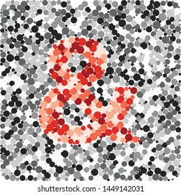 Ampersand sign color distributed circles dots illustration