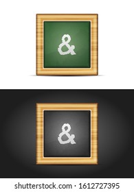 Ampersand sign on chalkboard set. Vector illustration.
