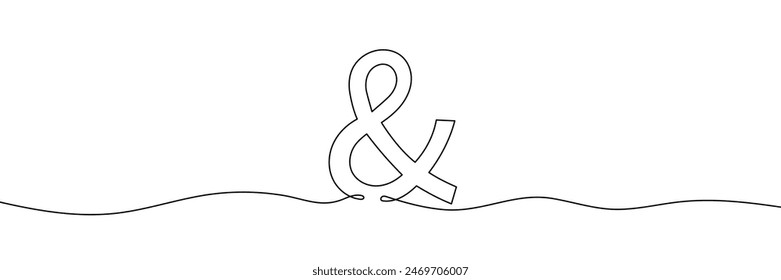Ampersand sign. One line of continuous drawn ampersand sign. Editable line