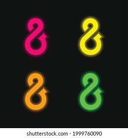 Ampersand Symbol four color glowing neon vector icon
