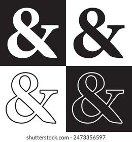 Ampersand symbol vector illustration. A flat illustration design used for ampersand symbol icon, on a white and black background. EPS 10