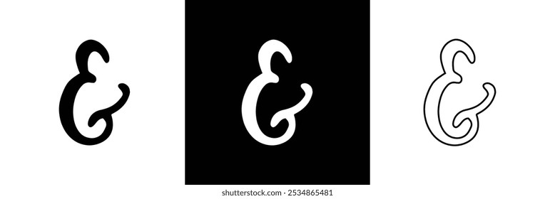 Ampersand symbols and sign collection. Custom hand drawn ampersand icon for invitations and letters in eps 10.
