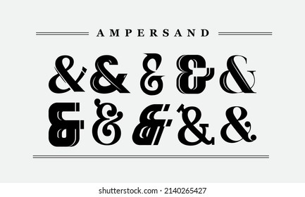 Ampersand Typography For Wedding Invitation Template. Symbol Of Ampersands, Sans Serif, Minimalist Decorative. Vector Illustration