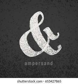 Ampersand. Vector elegant chalk symbol on grunge blackboard. Eps8. RGB. Global colors