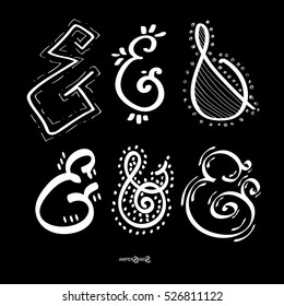 Ampersand. Vector set unique shape of ampersands.
