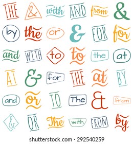 Ampersands and catchwords the by and  with or for to at from 