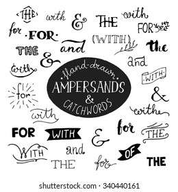 Ampersands and catchwords. Calligraphic poster. 