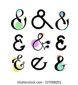 Ampersands, made in vector. Set Symbols isolated on white background