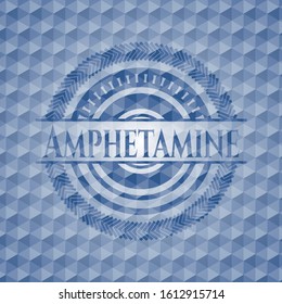 Amphetamine blue badge with geometric pattern. Vector Illustration. Detailed.