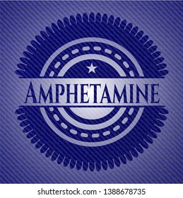 Amphetamine emblem with jean texture. Vector Illustration. Detailed.