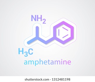 Amphetamine molecule - Skeletal formula on white background