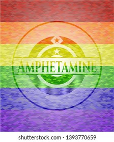 Amphetamine on mosaic background with the colors of the LGBT flag
