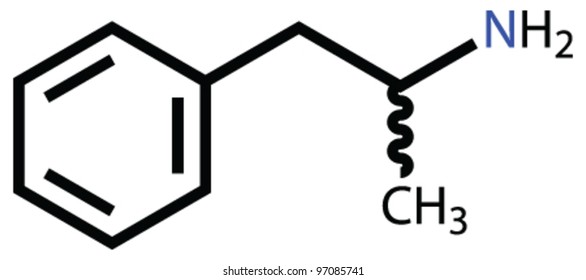 Amphetamine (psychostimulant drug) structural formula