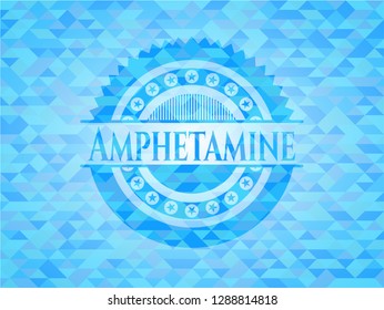 Amphetamine realistic light blue emblem. Mosaic background