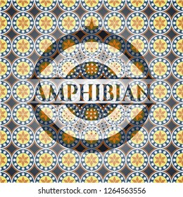 Amphibian arabesque style badge. arabic decoration.