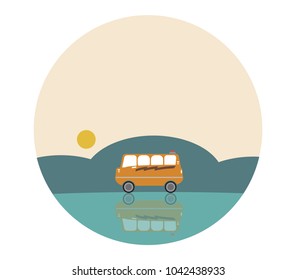 Amphibian Bus Or Land And Water Touring Bus Vector