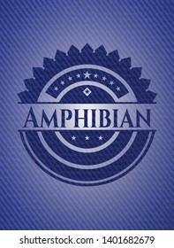 Amphibian emblem with jean background. Vector Illustration. Detailed.
