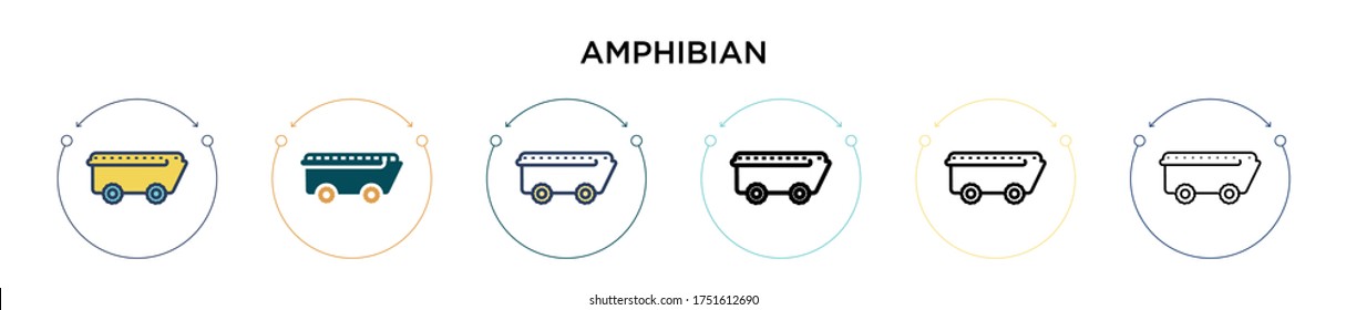 Amphibian icon in filled, thin line, outline and stroke style. Vector illustration of two colored and black amphibian vector icons designs can be used for mobile, ui, web
