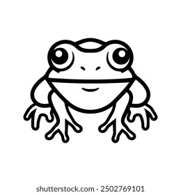 amphibian icon or modern line symbol. Vector line art and icon design with bold outline. Black and white Pixel Perfect minimalistic symbol isolated white background. Silhouette simple thin sign