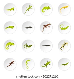 Amphibian icons set. Flat illustration of 16 amphibian vector icons for web
