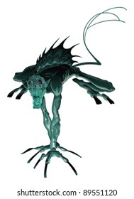 Amphibian monster. Vector isolated horror character.