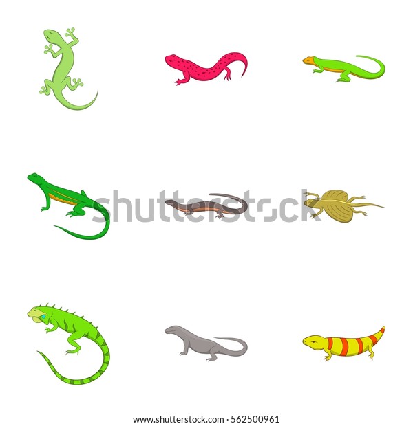 Amphibian Reptile Species Icons Set Cartoon Stock Vector Royalty Free