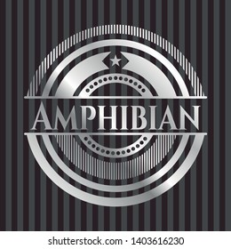 Amphibian silvery badge or emblem. Vector Illustration. Mosaic.