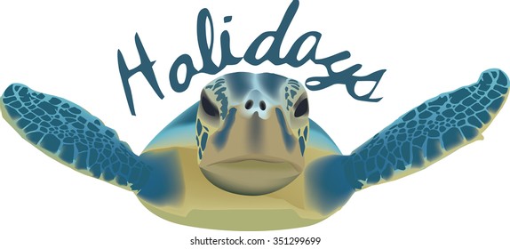 amphibious marine animal swimming sea turtle