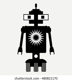amphibious robot, icon, flat illustration isolated on white background